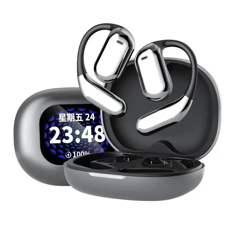 Centechia Q16 Ear Hook Wireless Earphones – Hybrid Technology with LCD Touch Screen, Noise Reduction, and Bluetooth 5.4 – Ideal for Music, Calls, and Sports - ZAMAR AUDIO SOLUTIONS