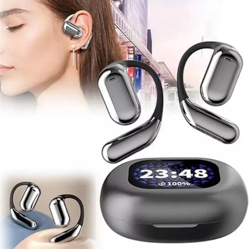 Centechia Q16 Ear Hook Wireless Earphones – Hybrid Technology with LCD Touch Screen, Noise Reduction, and Bluetooth 5.4 – Ideal for Music, Calls, and Sports - ZAMAR AUDIO SOLUTIONS