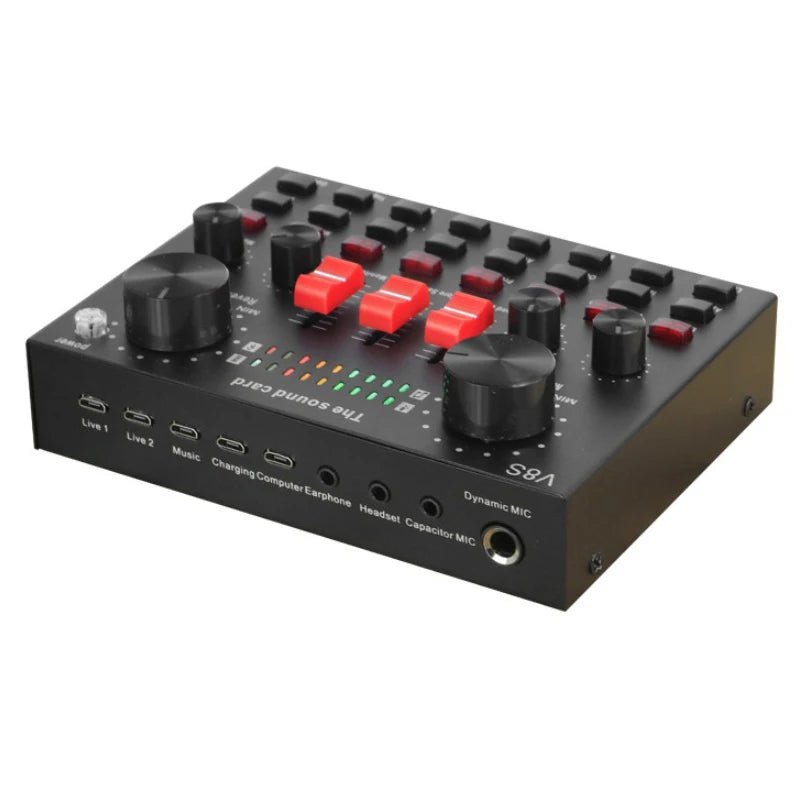 Centechia V8 Universal Audio Mixer Webcast Sound Card – External USB Sound Card with 16 Sound Effects for Mobile Phone, PC, and Live Streaming - ZAMAR AUDIO SOLUTIONS