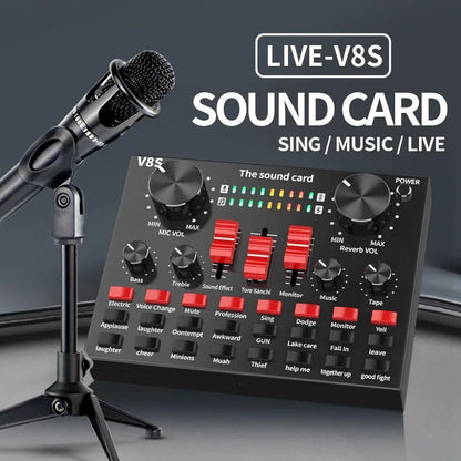 Centechia V8 Universal Audio Mixer Webcast Sound Card – External USB Sound Card with 16 Sound Effects for Mobile Phone, PC, and Live Streaming - ZAMAR AUDIO SOLUTIONS
