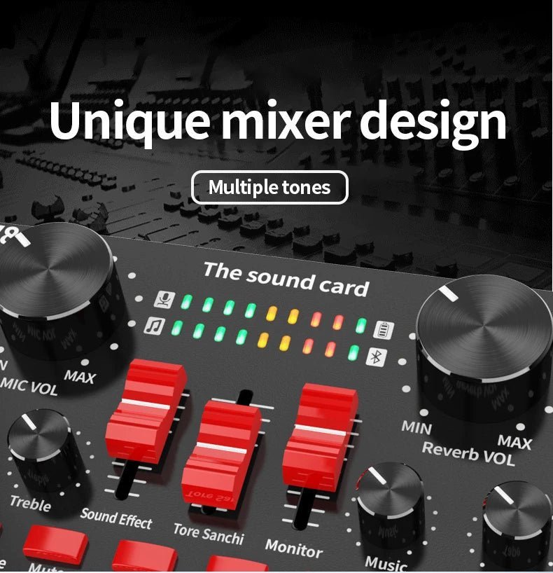 Centechia V8 Universal Audio Mixer Webcast Sound Card – External USB Sound Card with 16 Sound Effects for Mobile Phone, PC, and Live Streaming - ZAMAR AUDIO SOLUTIONS