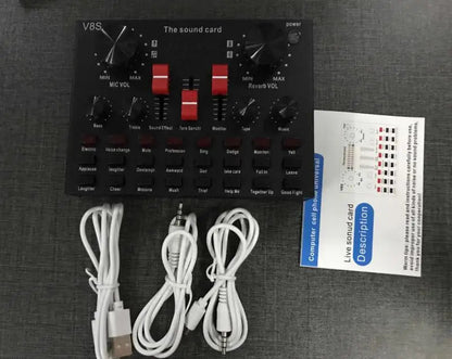 Centechia V8 Universal Audio Mixer Webcast Sound Card – External USB Sound Card with 16 Sound Effects for Mobile Phone, PC, and Live Streaming - ZAMAR AUDIO SOLUTIONS