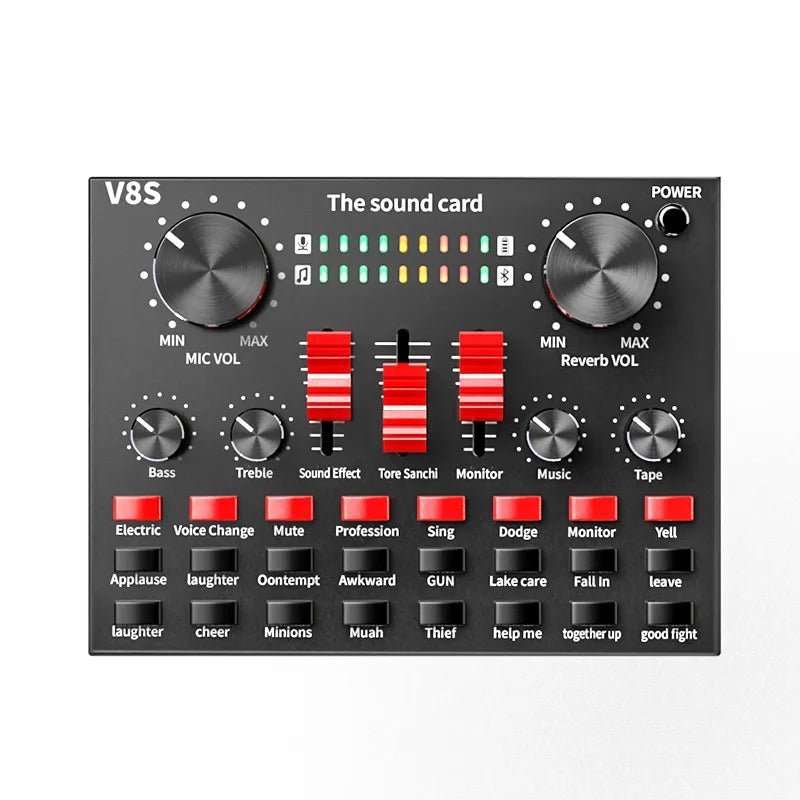 Centechia V8 Universal Audio Mixer Webcast Sound Card – External USB Sound Card with 16 Sound Effects for Mobile Phone, PC, and Live Streaming - ZAMAR AUDIO SOLUTIONS