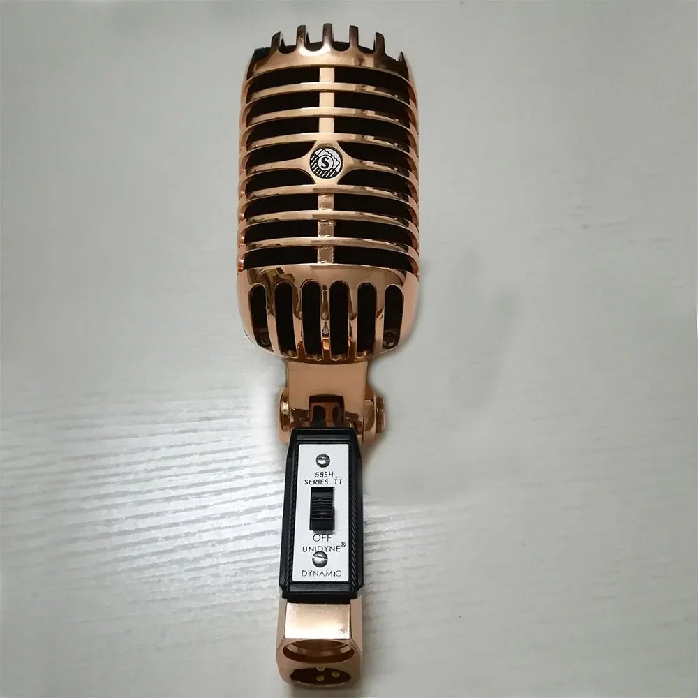 chanhuite 55SH Classic Vintage Style Ribbon Microphone – Dynamic Mic for Live Vocals, Karaoke, and Studio Use – Silver and Rose Gold - ZAMAR AUDIO SOLUTIONS
