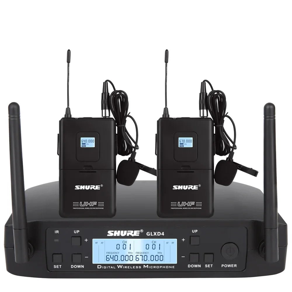 chanhuite GLXD4 Professional Wireless Microphone – Dual Channel Lavalier Headset for Church, Speech, Teaching, and Stage Performance (640~690MHz) - ZAMAR AUDIO SOLUTIONS
