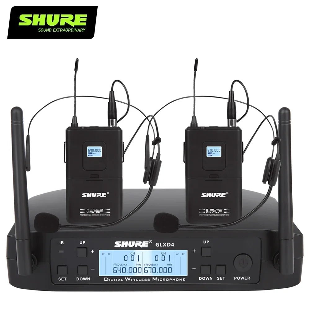 chanhuite GLXD4 Professional Wireless Microphone – Dual Channel Lavalier Headset for Church, Speech, Teaching, and Stage Performance (640~690MHz) - ZAMAR AUDIO SOLUTIONS