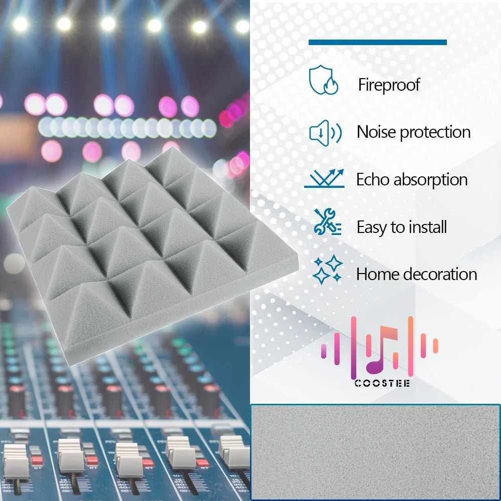 COOSTEE Sound Absorbing Wall Panels – 6/12/24Pcs Acoustic Foam Self-Adhesive Panels for Studio, Game Room, and Cinema Echo Canceling Treatment - ZAMAR AUDIO SOLUTIONS