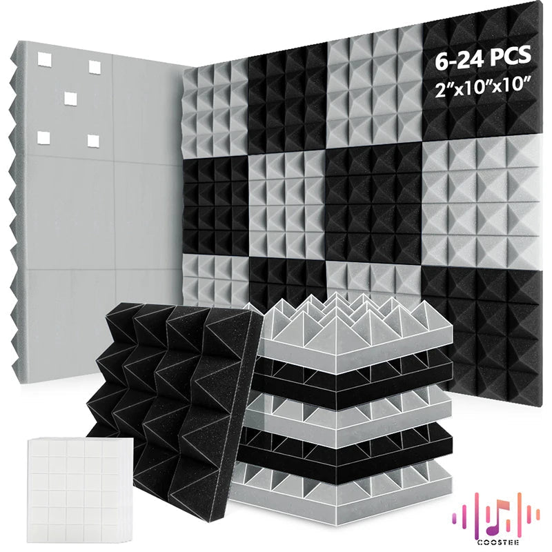 COOSTEE Sound Absorbing Wall Panels – 6/12/24Pcs Acoustic Foam Self-Adhesive Panels for Studio, Game Room, and Cinema Echo Canceling Treatment - ZAMAR AUDIO SOLUTIONS