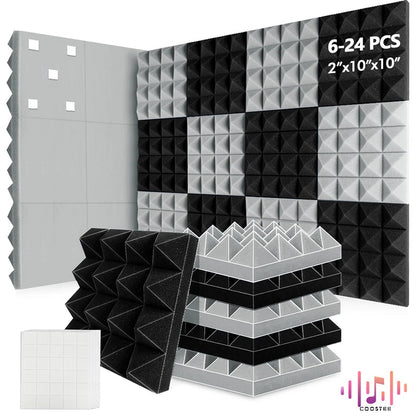 COOSTEE Sound Absorbing Wall Panels – 6/12/24Pcs Acoustic Foam Self-Adhesive Panels for Studio, Game Room, and Cinema Echo Canceling Treatment - ZAMAR AUDIO SOLUTIONS
