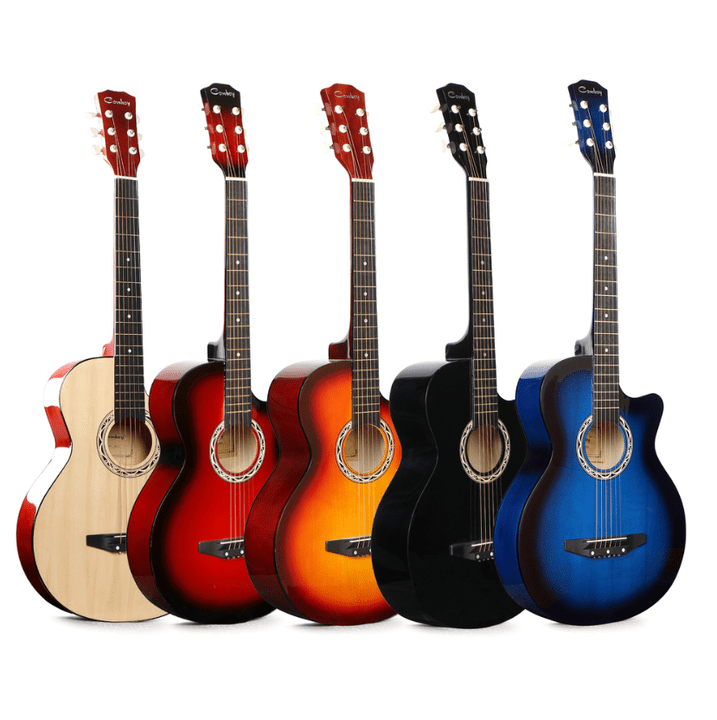 38-inch acoustic guitar Kenya beginners — five color variants natural red sunburst black blue