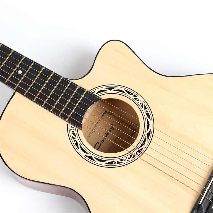 38-inch acoustic guitar Kenya beginners natural spruce top with decorative soundhole rosette