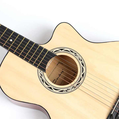 38-inch acoustic guitar Kenya beginners natural spruce top with decorative soundhole rosette