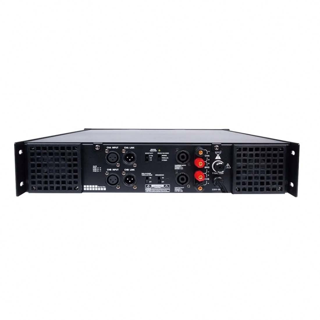 Crest Audio CA9 power amplifier rear panel showing XLR inputs, outputs and IEC power inlet, Kenya