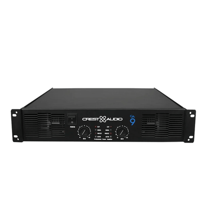 Crest Audio CA9 power amplifier front panel — 2-channel pro amp for PA systems, Kenya