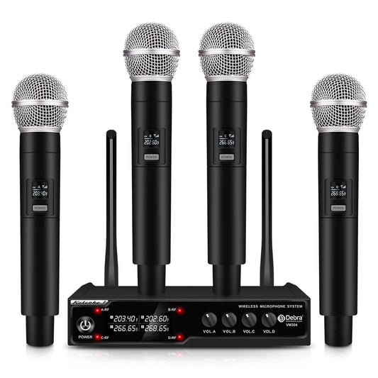 Debra Audio Wireless Microphone 4 - Channels System – HD Sound Handheld Mic, 80m Range for Karaoke, Church, Speech, Outdoor Party - ZAMAR AUDIO SOLUTIONS