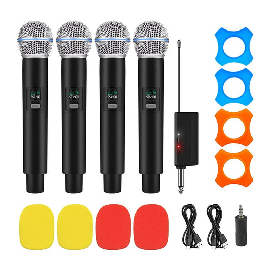 Debra Karaoke Wireless Microphone 4 - Channel System – Built - in Lithium Battery, Rechargeable Handheld Mic, 50m Range for Karaoke - ZAMAR AUDIO SOLUTIONS
