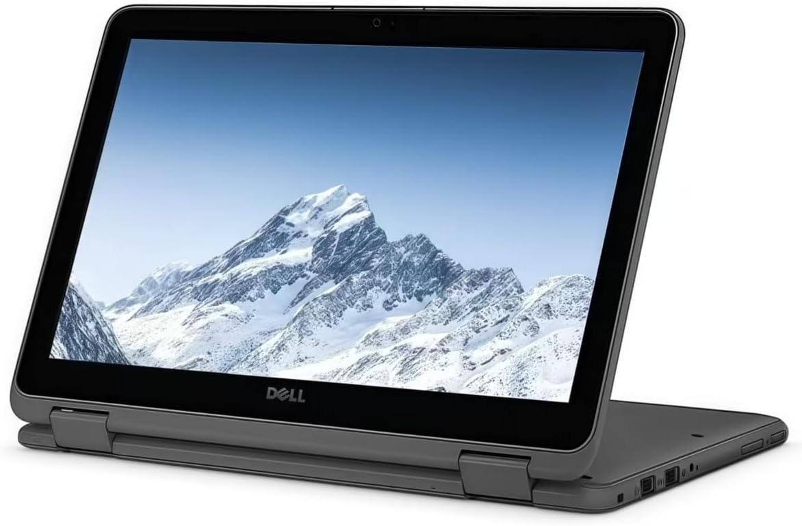 Dell Latitude 3190 2-in-1 Kenya in laptop mode, angled left view showing Dell logo on base and HD display