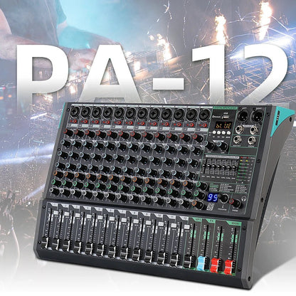 DEPUSHENG PA 12 Audio Mixer with Bluetooth & 48V Phantom Power