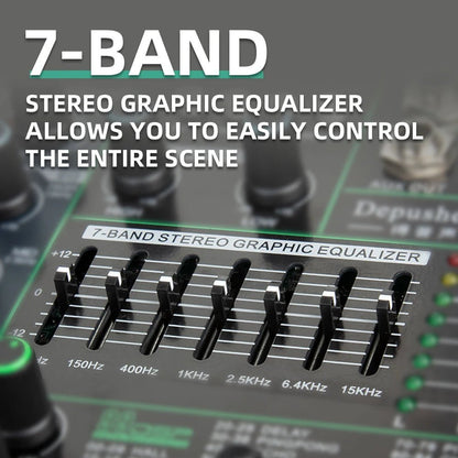 DEPUSHENG PA 12 Audio Mixer with Bluetooth & 48V Phantom Power
