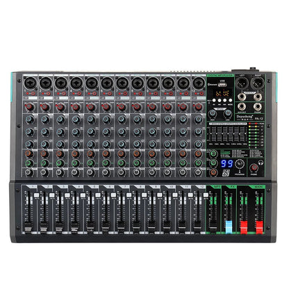 DEPUSHENG PA 12 Mixer – Professional Audio Mixer with 48V Phantom Power, USB Bluetooth MP3 Input, and LED Display for Recording & Live Broadcast - ZAMAR AUDIO SOLUTIONS