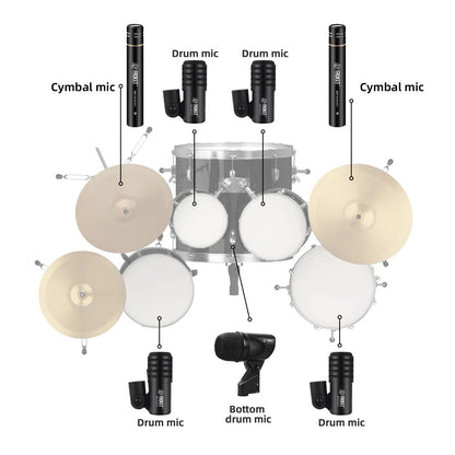DG7 Professional Drum Microphone Kit – Dynamic Bass, Snare, and Cymbal Microphones with Grip Arm Stand for Pro Studio Use - ZAMAR AUDIO SOLUTIONS