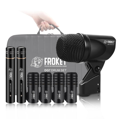 DG7 Professional Drum Microphone Kit – Dynamic Bass, Snare, and Cymbal Microphones with Grip Arm Stand for Pro Studio Use - ZAMAR AUDIO SOLUTIONS