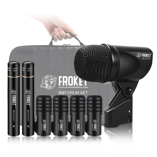 DG7 Professional Drum Microphone Kit – Dynamic Bass, Snare, and Cymbal Microphones with Grip Arm Stand for Pro Studio Use - ZAMAR AUDIO SOLUTIONS