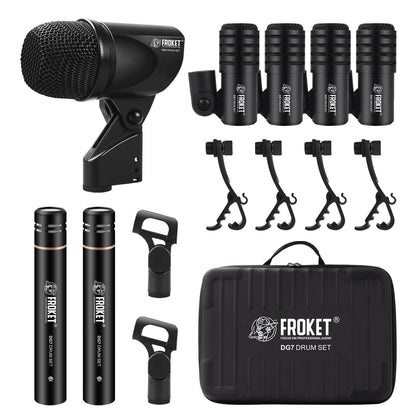 DG7 Professional Drum Microphone Kit – Dynamic Bass, Snare, and Cymbal Microphones with Grip Arm Stand for Pro Studio Use - ZAMAR AUDIO SOLUTIONS