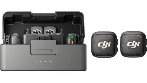 DJI Mic 3 wireless microphone charging case and lavalier transmitter