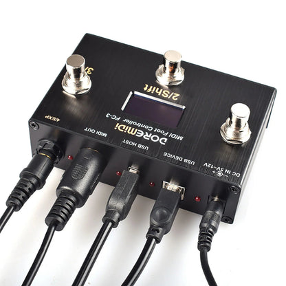 Doremidi FC - 3 MIDI Foot Controller – USB Instruments & MIDI DIN Devices, 3 Programmable Switch Pedals, Multiple MIDI Output Interfaces - ZAMAR AUDIO SOLUTIONS