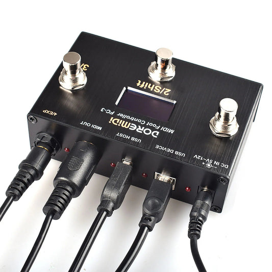 Doremidi FC - 3 MIDI Foot Controller – USB Instruments & MIDI DIN Devices, 3 Programmable Switch Pedals, Multiple MIDI Output Interfaces - ZAMAR AUDIO SOLUTIONS