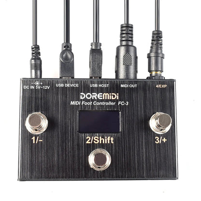 Doremidi FC-3 MIDI Foot Controller – USB Instruments & MIDI DIN Devices, 3 Programmable Switch Pedals, Multiple MIDI Output Interfaces - ZAMAR AUDIO SOLUTIONS