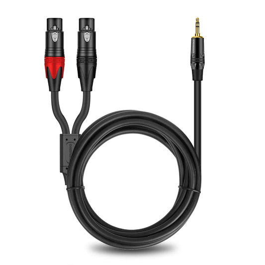 DREMAKE Aux 3.5mm to Dual XLR Breakout Cable – 1/8 Inch to Double XLR Plug Unbalanced Y-Splitter for Speaker, Microphone, Amplifier - ZAMAR AUDIO SOLUTIONS