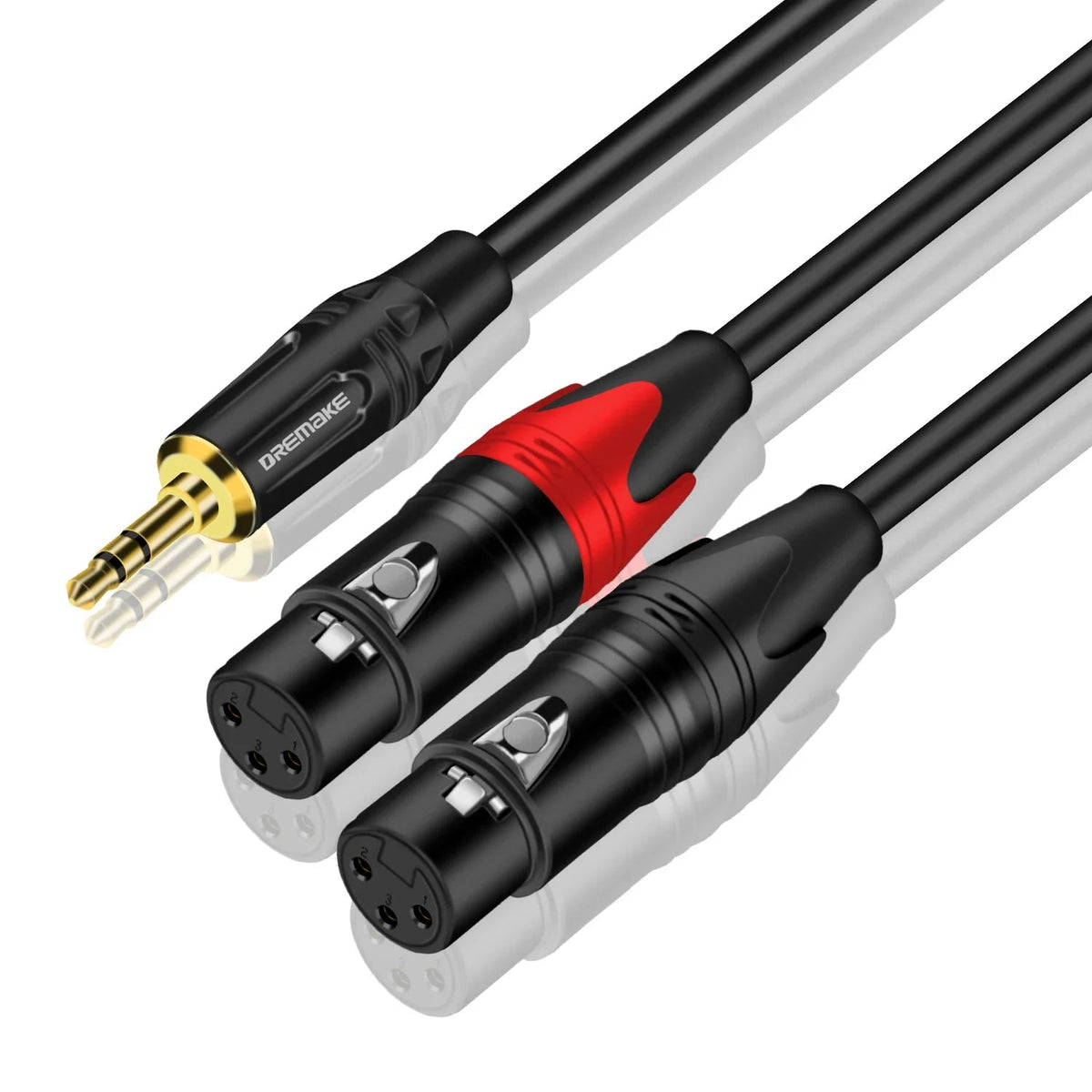 DREMAKE Aux 3.5mm to Dual XLR Breakout Cable – 1/8 Inch to Double XLR Plug Unbalanced Y-Splitter for Speaker, Microphone, Amplifier - ZAMAR AUDIO SOLUTIONS