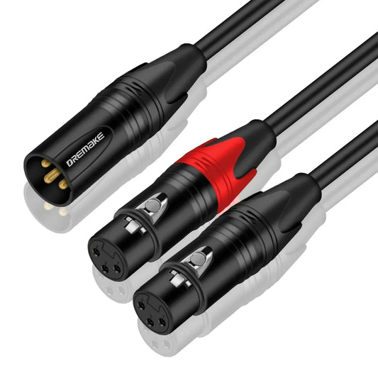 DREMAKE Balanced XLR Mic Y Splitter Audio Cable – 2 Female to 1 Male XLR Plug, Mic Adapter Cable for Professional Audio Setups - ZAMAR AUDIO SOLUTIONS