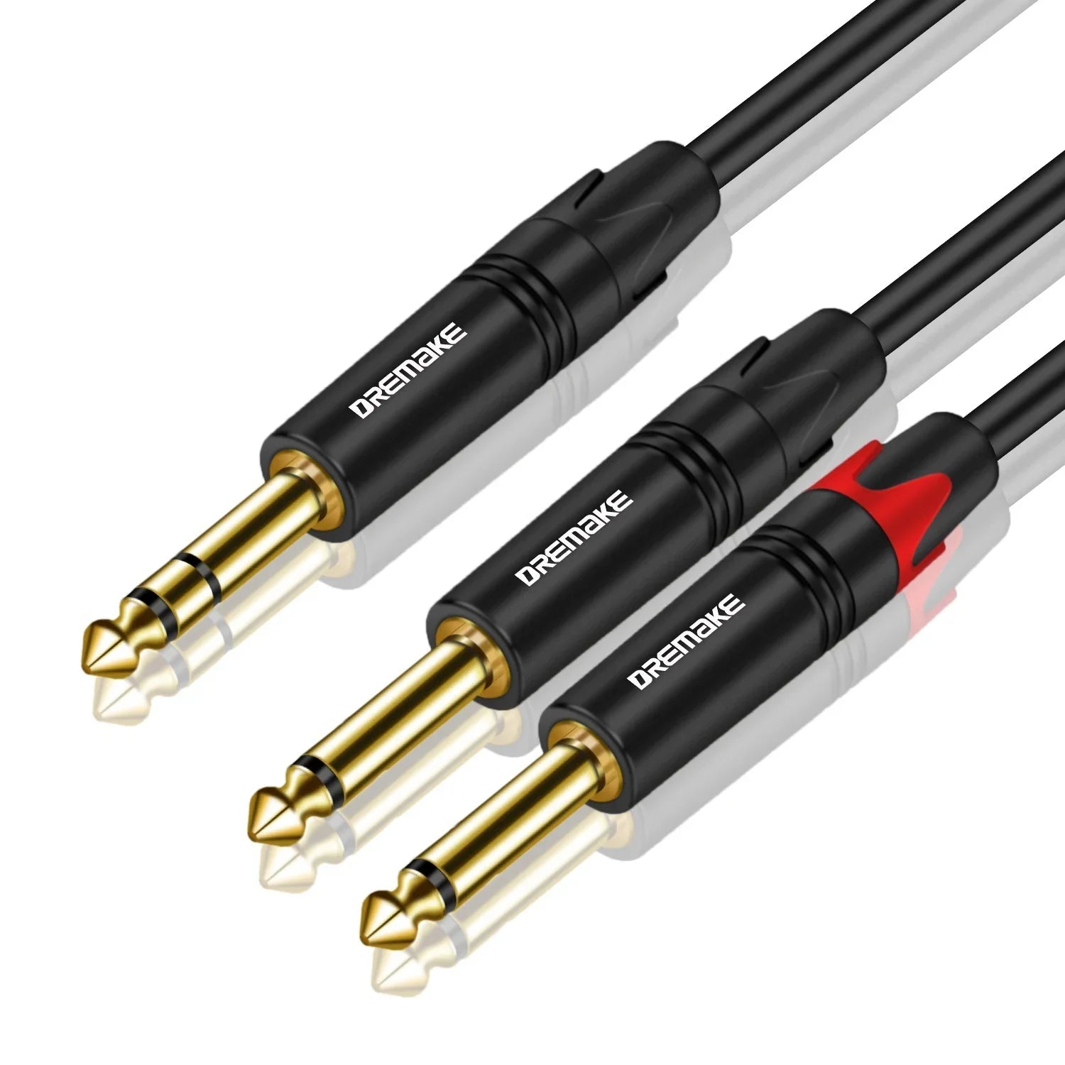 DREMAKE TRS 6.35mm to Double 6.35mm TS Cable – 2 Mono 6.5 Jack to 1/4 Inch 6.35 TRS Audio Breakout Y - Splitter Cord for Amplifier - ZAMAR AUDIO SOLUTIONS