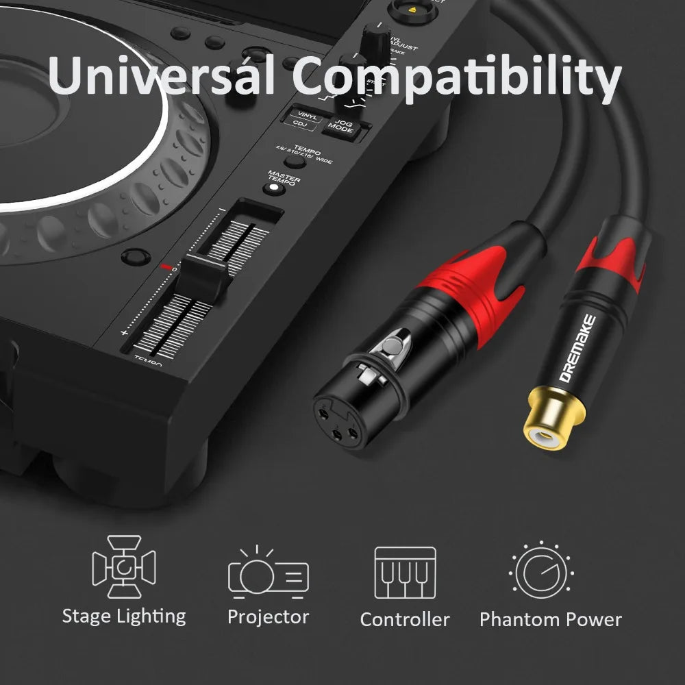DREMAKE XLR Female/Male to RCA Female Gold Plated Radio Cable – 3Pin - XLR to RCA Coaxial Shield Patch Cord for Speaker, Microphone, Mixer - ZAMAR AUDIO SOLUTIONS