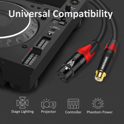 DREMAKE XLR Female/Male to RCA Female Gold Plated Radio Cable – 3Pin - XLR to RCA Coaxial Shield Patch Cord for Speaker, Microphone, Mixer - ZAMAR AUDIO SOLUTIONS