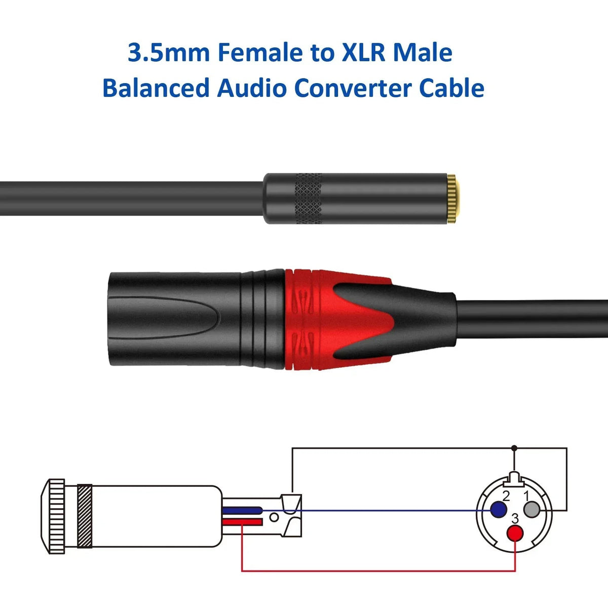DREMAKE XLR to 3.5mm Cable – 3-Pin XLR Male to 3.5mm 1/8'' TRS Female Stereo Adapter Extension Mic Cord - ZAMAR AUDIO SOLUTIONS