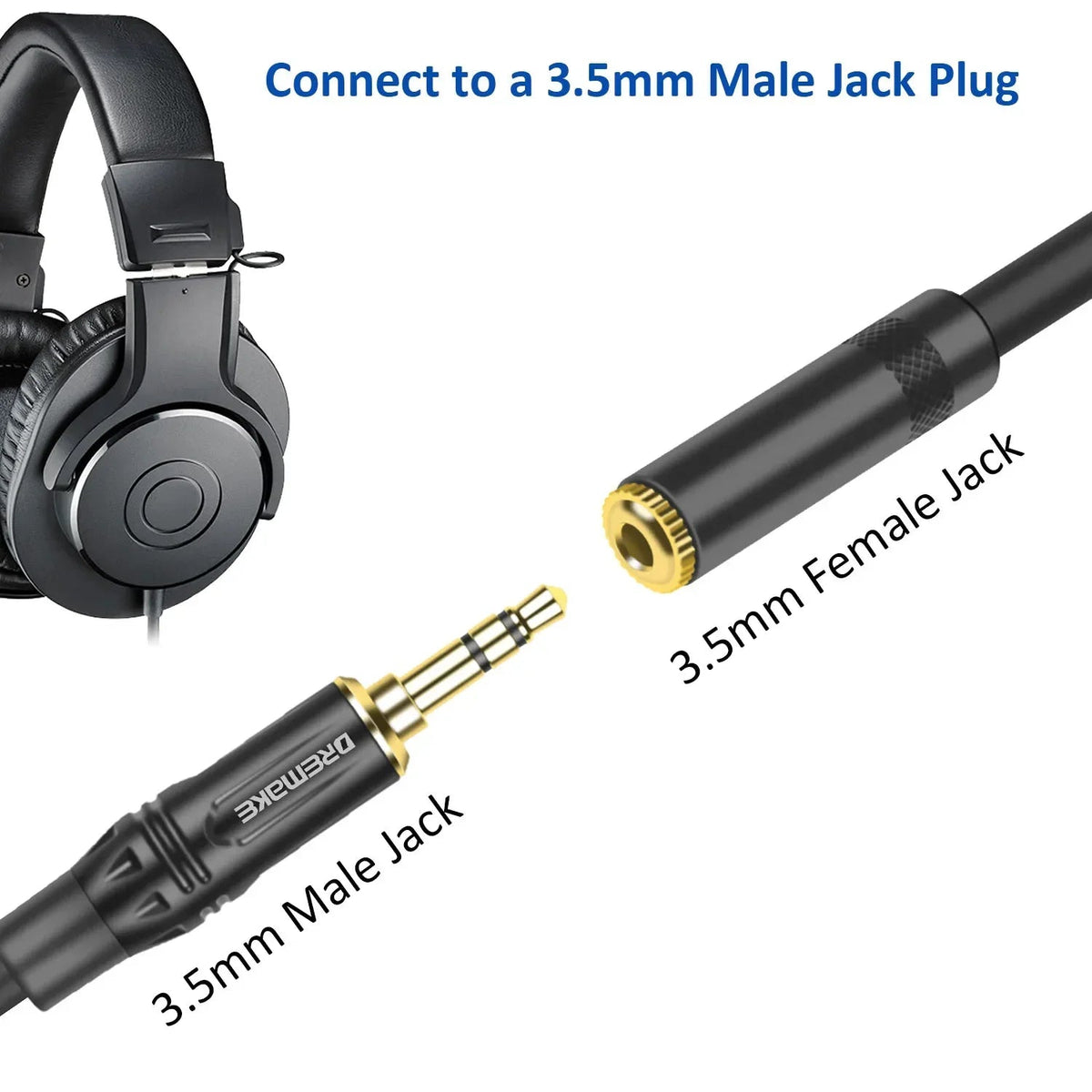 DREMAKE XLR to 3.5mm Cable – 3-Pin XLR Male to 3.5mm 1/8'' TRS Female Stereo Adapter Extension Mic Cord - ZAMAR AUDIO SOLUTIONS