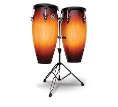 Drumco Conga Drums Kenya pair in sunburst finish on chrome double stand, quinto and conga sizes