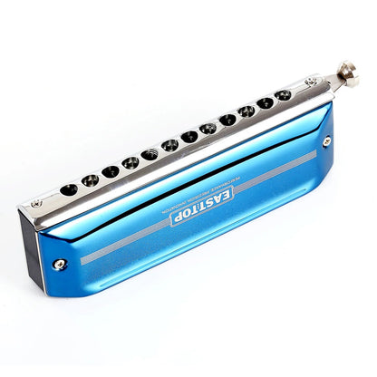 Easttop 12 Hole 48 Tone Chromatic Harmonica – Blue Plastic Grid, Professional and Beginner Students' Choice - ZAMAR AUDIO SOLUTIONS