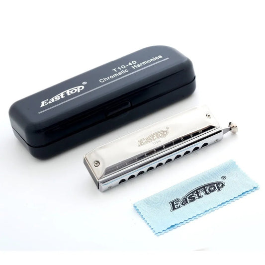 Easttop T10-40 Chromatic Harmonica – 10 Hole, 40 Tones, Key of C, Stainless Steel Musical Instrument for Beginners - ZAMAR AUDIO SOLUTIONS