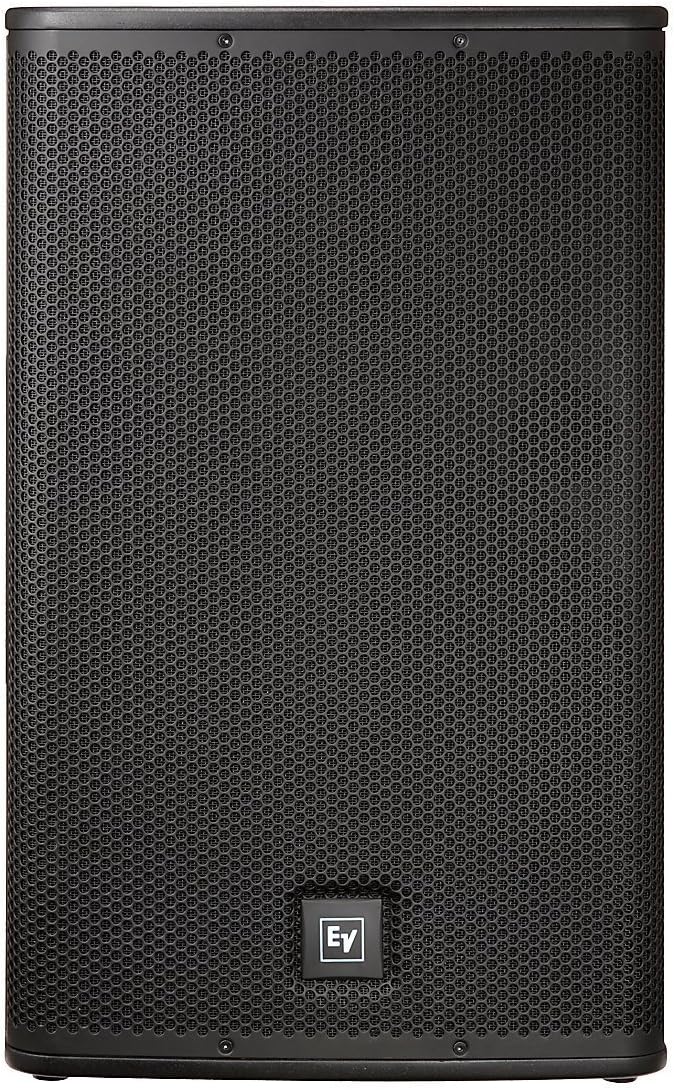 front view of the Electro-Voice ELX115 Kenya passive PA cabinet with full hexagonal grille and EV logo badge