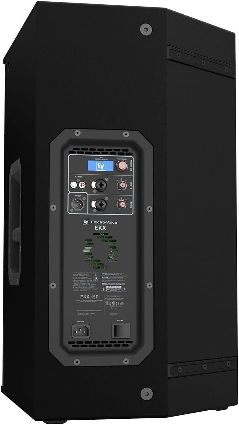 Electro-Voice EKX-15P powered speaker Kenya rear panel with XLR inputs, DSP LCD screen and power socket
