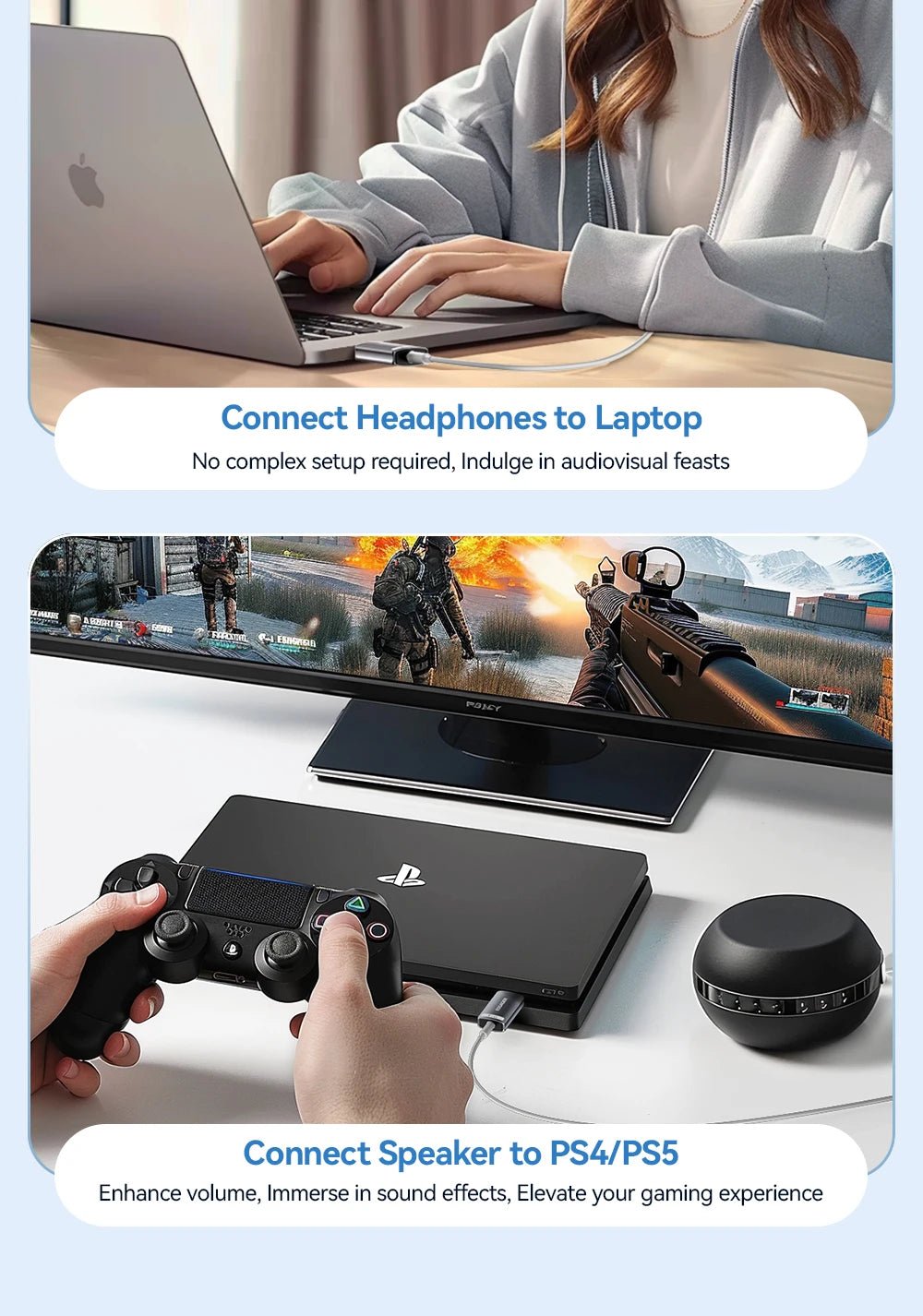 Essager 3.5mm USB External Sound Card – Audio Adapter for Microphone and Headphone, Compatible with Windows, Mac, Linux, PC, Laptops, Desktops, PS5/4 - ZAMAR AUDIO SOLUTIONS