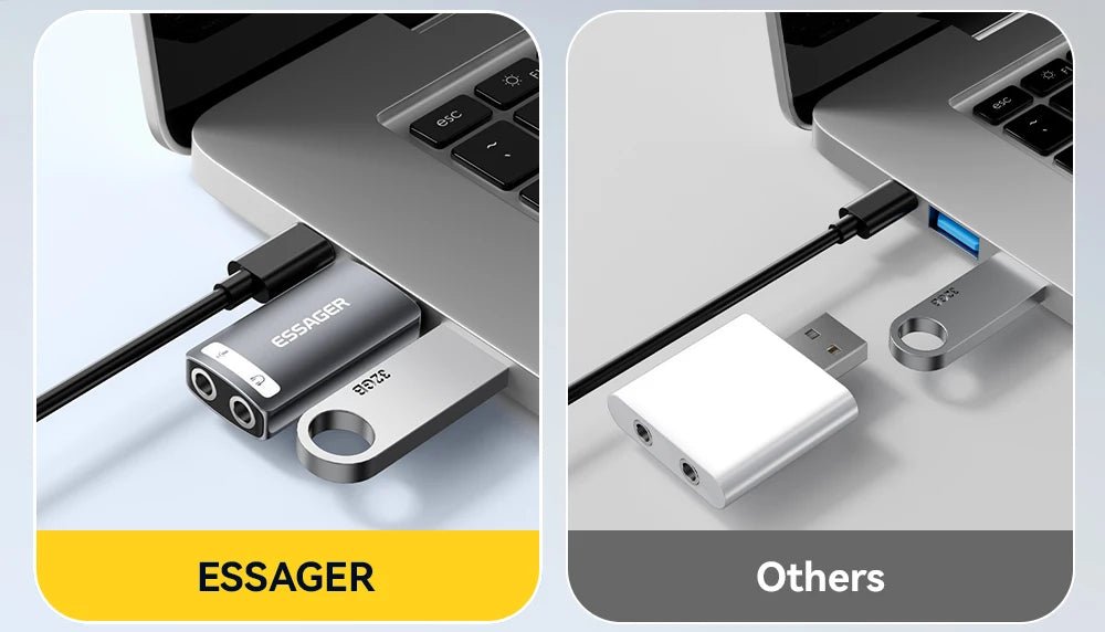 Essager 3.5mm USB External Sound Card – Audio Adapter for Microphone and Headphone, Compatible with Windows, Mac, Linux, PC, Laptops, Desktops, PS5/4 - ZAMAR AUDIO SOLUTIONS