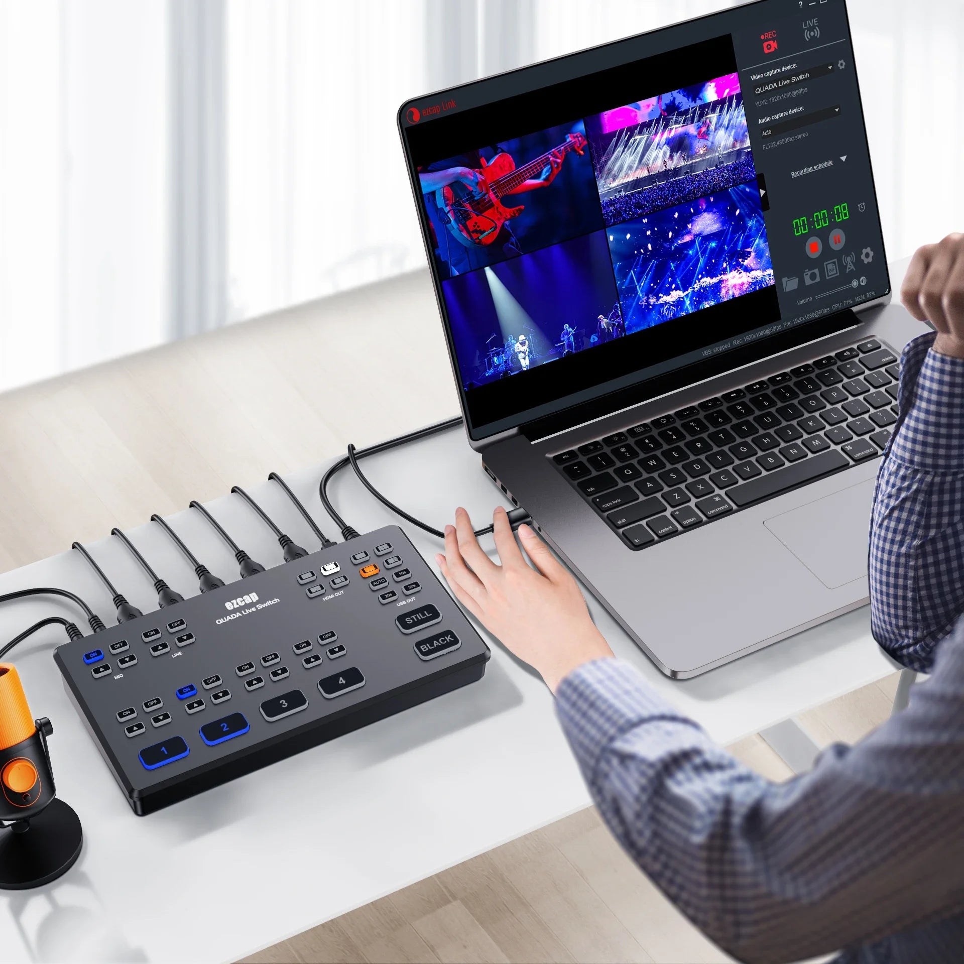 Ezcap328 Quada Live Switch – 4 HDMI DLAR Camera Video Capture Card for Skype, Zoom, OBS Studio, Live Streaming 1080p@60fps - ZAMAR AUDIO SOLUTIONS