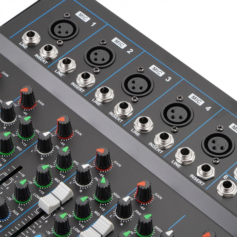 F7-USB mixer Kenya 48V phantom power switch and effects controls