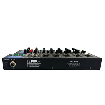 F7-USB mixer Kenya front panel showing 3-band EQ and XLR inputs